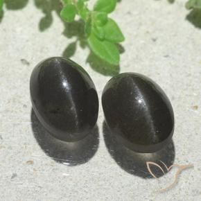 5.00 ct natürliche Schwarz Skapolith Katzenauge-Edelsteine, Oval, Lichtdurchlässig
