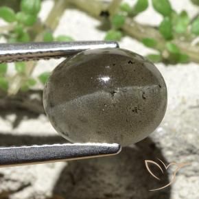 9,17 ctw natürlicher dunkelgrau Skapolith Katzenauge, Oval, Lichtdurchlässig