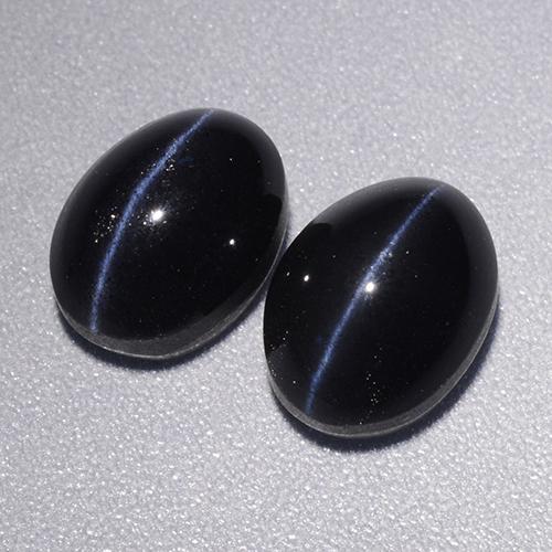 4,46 ct natürliche schwarzer Cat's Eye Scapolite-Edelsteine, Oval Schliff, Lichtundurchlässig