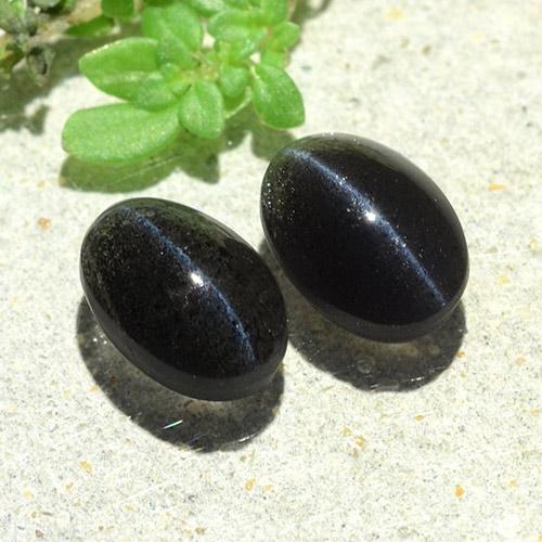 2.59 ct natürliche Schwarz Skapolith Katzenauge-Edelsteine, Oval Schliff, Lichtdurchlässig
