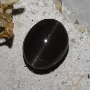 9,17 ctw natürlicher Schwarz Skapolith Katzenauge, Oval, Lichtdurchlässig