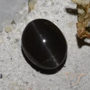 9,17 ctw natürlicher Schwarz Skapolith Katzenauge, Oval, Lichtdurchlässig