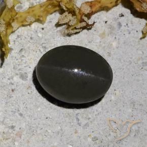 9,17 ctw natürlicher Dunkelgraues Schwarz Skapolith Katzenauge, Oval, Lichtdurchlässig