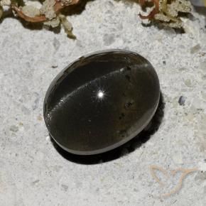 9,17 ctw natürlicher Schwarz Skapolith Katzenauge, Oval, Lichtdurchlässig