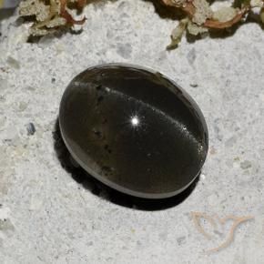 9,17 ctw natürlicher Schwarz Skapolith Katzenauge, Oval, Lichtdurchlässig