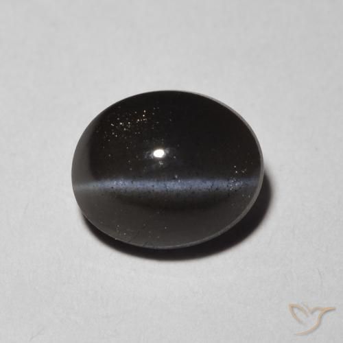 1.47ct Natürlicher Schwarz Skapolith Katzenauge, Oval, Lichtdurchlässig