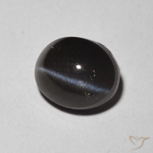 9,17 ctw natürlicher Schwarz Skapolith Katzenauge, Oval, Lichtdurchlässig