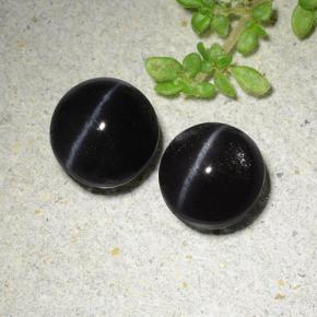 3.83 ct natürliche Schwarz Skapolith Katzenauge-Edelsteine, Rund Schliff, Lichtdurchlässig