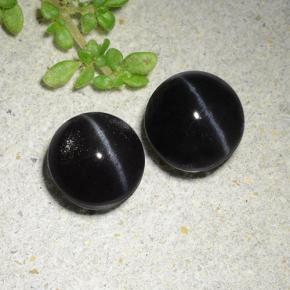3.83 ct natürliche Schwarz Skapolith Katzenauge-Edelsteine, Rund Schliff, Lichtdurchlässig