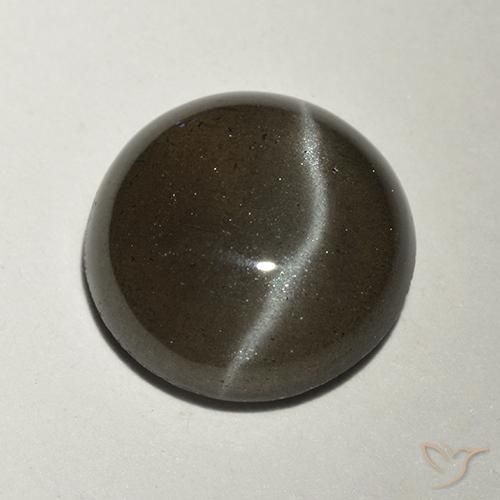 2.34ct Natürlicher Schwarz Skapolith Katzenauge, Runden, Lichtdurchlässig