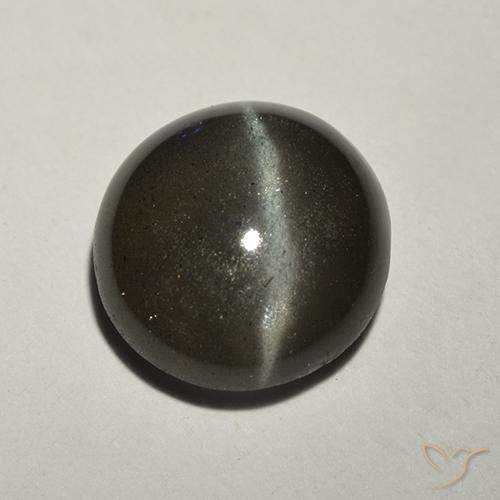 2.18ct Natürlicher Schwarz Skapolith Katzenauge, Runden, Lichtdurchlässig