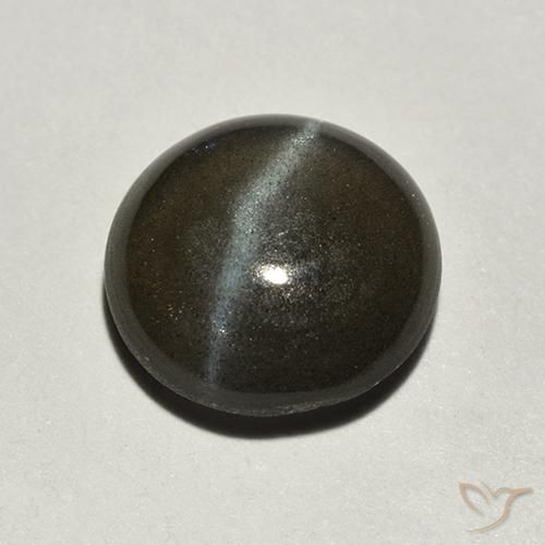 2.01ct Natürlicher Schwarz Skapolith Katzenauge, Runden, Lichtdurchlässig