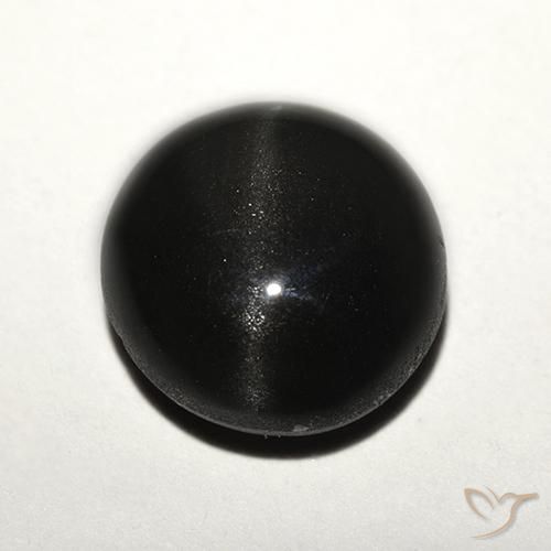 3.89ct Natürlicher Schwarz Skapolith Katzenauge, Runden, Lichtdurchlässig