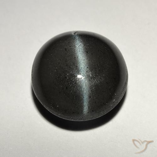 2.82ct Natürlicher Schwarz Skapolith Katzenauge, Runden, Lichtdurchlässig