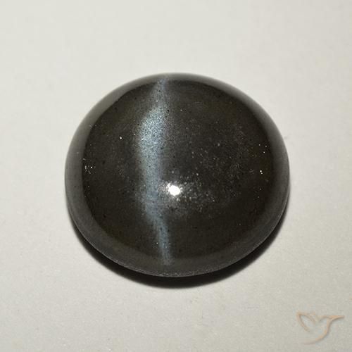 2.62ct Natürlicher Schwarz Skapolith Katzenauge, Runden, Lichtdurchlässig