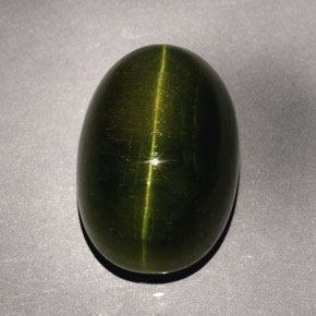 23,57 ctw natürlicher grüner Cat's Eye Tourmaline, Oval Schliff, Lichtundurchlässig