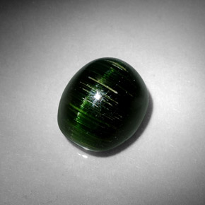 4,67 ctw natürlicher grüner Cat's Eye Tourmaline, Oval Schliff, Lichtundurchlässig