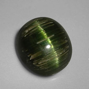 3,24 ctw natürlicher grüner Cat's Eye Tourmaline, Oval Schliff, Lichtundurchlässig