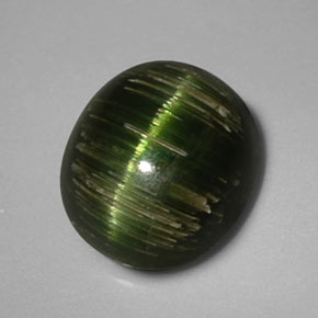 3,24 ctw natürlicher grüner Cat's Eye Tourmaline, Oval Schliff, Lichtundurchlässig