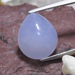 5,82 ctw natürlicher blauer Chalcedon, Birnenform, Lichtdurchlässig