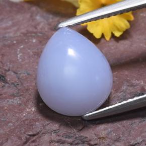 3,68 ctw natürlicher blauer Chalcedon, Birnenform, Lichtdurchlässig