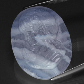 24,09 ctw natürlicher blauer Chalcedon, Transparent, Transparent / Lichtdurchlässig