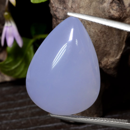 33,78 ctw natürlicher blauer Chalcedon, Birnenform, Lichtdurchlässig
