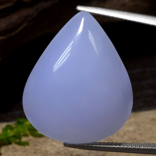 34,26 ctw natürlicher blauer Chalcedon, Birnenform, Lichtdurchlässig
