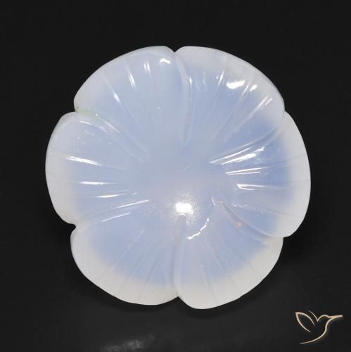 12.91ct Natürlicher Helles Himmelblau Chalzedon, Blumen-Schliff, Lichtdurchlässig