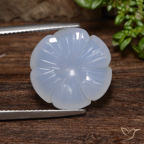 12.46ct Natürlicher hellblau Chalzedon, Blumen-Schliff, Lichtdurchlässig