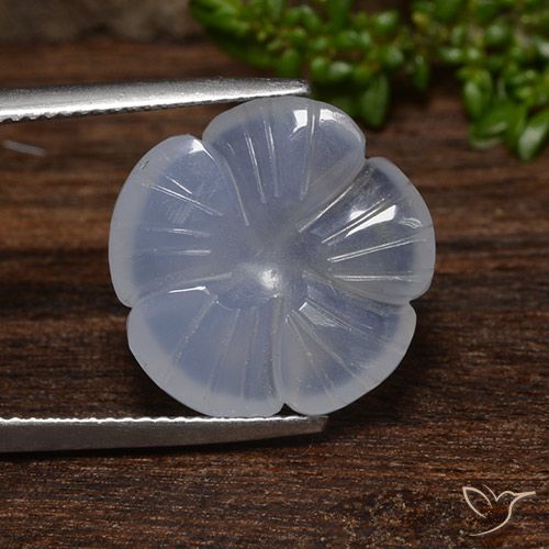 9.24ct Natürlicher hellblau Chalzedon, Blumen-Schliff, Lichtdurchlässig