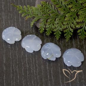 34.74 ct natürliche Hellviolettes Blau Chalzedon-Edelsteine, Blumen-Schliff, Lichtdurchlässig