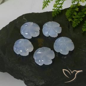 26.27 ct natürliche Hellviolettes Blau Chalzedon-Edelsteine, Blumen-Schliff, Lichtdurchlässig