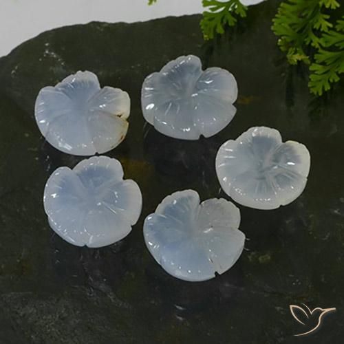 24.85 ct natürliche Hellviolettes Blau Chalzedon-Edelsteine, Blumen-Schliff, Lichtdurchlässig