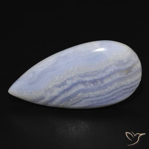 19.41ct Natürlicher violett-blau Chalzedon, Birnenform, Lichtundurchlässig