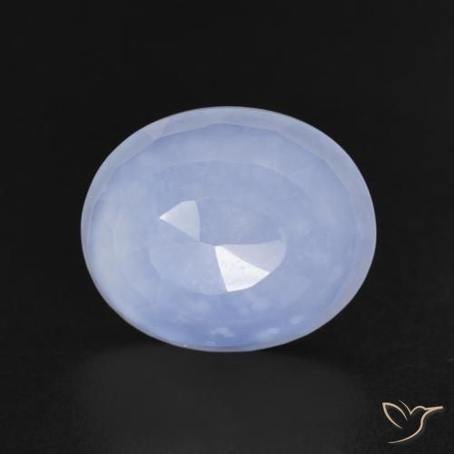 3.46ct Natürlicher violett-blau Chalzedon, Oval, Transparent