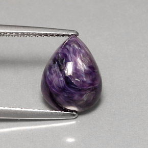 3,61 ctw natürlicher violetter Charoit, Birnenform, Lichtundurchlässig