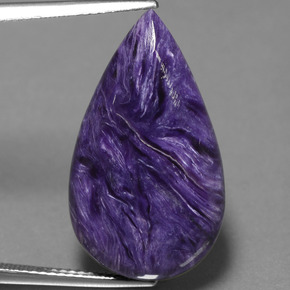 15,63 ctw natürlicher violetter Charoit, Birnenform, Lichtundurchlässig