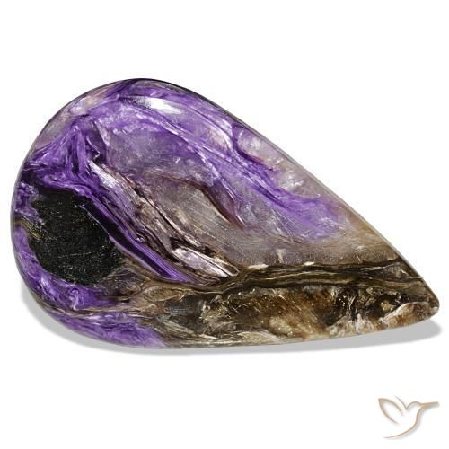 53,10 ctw natürlicher violetter Charoit, Birnenform, Lichtundurchlässig