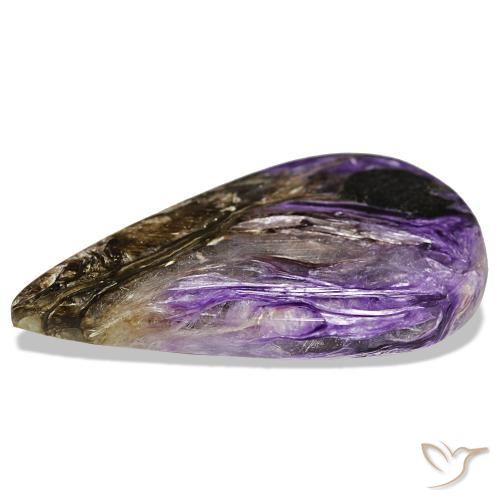 53,10 ctw natürlicher violetter Charoit, Birnenform, Lichtundurchlässig