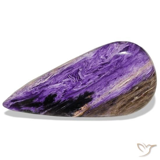 39,61 ctw natürlicher violetter Charoit, Birnenform, Lichtundurchlässig