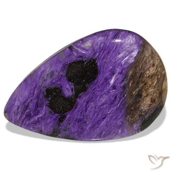 34,66 ctw natürlicher violetter Charoit, Birnenform, Lichtundurchlässig