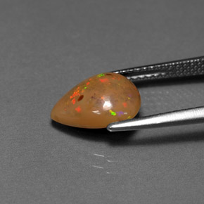 1,64 ctw natürlicher mehrfarbiger Schokoladenopal, Birnenform, Lichtundurchlässig