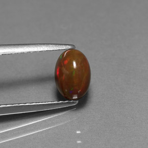 0,77 ctw natürlicher mehrfarbiger Schokoladenopal, Oval Schliff, Lichtundurchlässig