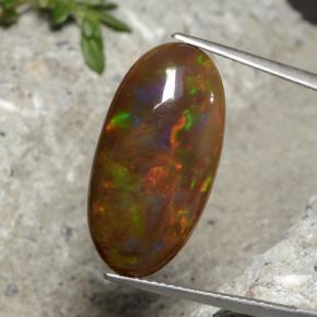 7,66 ctw natürlicher mehrfarbiger Schokoladenopal, Oval Schliff, Lichtundurchlässig