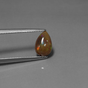0,92 ctw natürlicher mehrfarbiger Schokoladenopal, Birnenform, Lichtundurchlässig