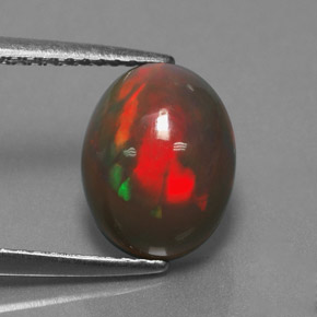 1,87 ctw natürlicher mehrfarbiger Schokoladenopal, Oval Schliff, Lichtundurchlässig