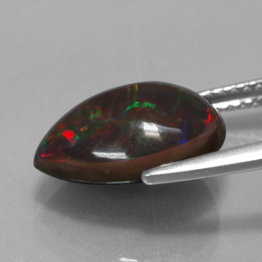 3,01 ctw natürlicher mehrfarbiger Schokoladenopal, Birnenform, Lichtundurchlässig
