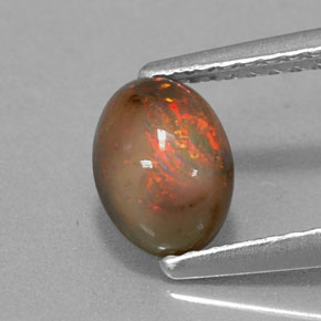 0,69 ctw natürlicher mehrfarbiger Schokoladenopal, Oval Schliff, Lichtdurchlässig