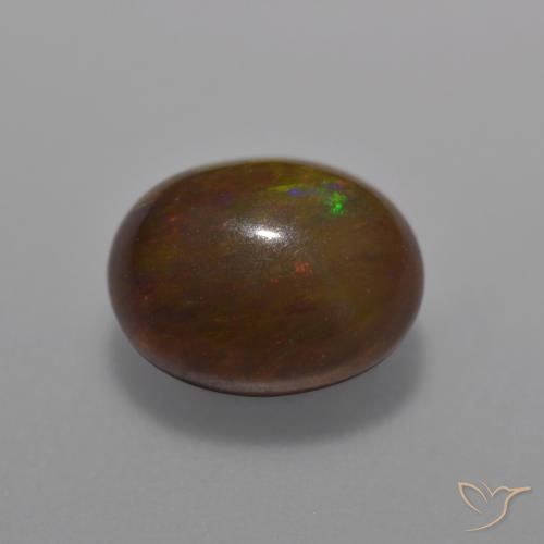 1.26ct Natürlicher Mehrfarbig Schokoladenopal, Oval, Lichtdurchlässig